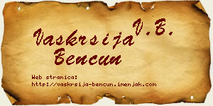 Vaskrsija Bencun vizit kartica